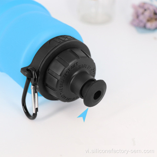 Logo tùy chỉnh có thể thu gọn silicone thể thao chai nước